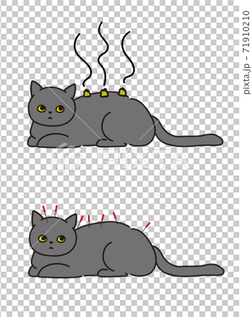 猫の鍼灸治療のベクターイラストセット グレーの猫のイラスト素材