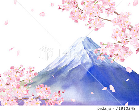 Spring Flowers Sakura And Mt Fuji Scenery Stock Illustration