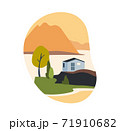 House with mountains and water 71910682