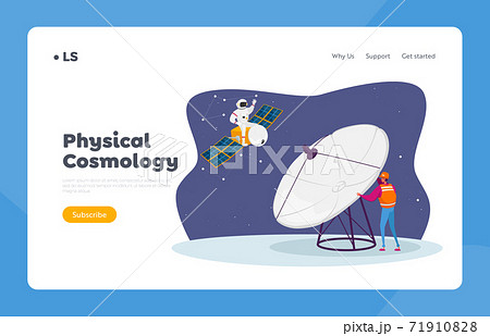Galaxy Research, Exploration Landing Page Template. Astronomy Engineer Character Research Outer Space with Huge Antenna 71910828
