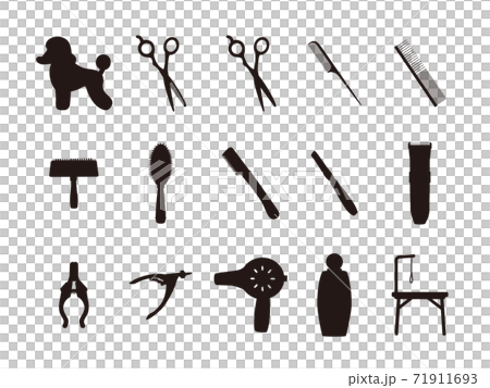 トリミングサロンの道具 アイコンイラストセットのイラスト素材
