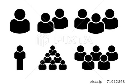 Team icon vector set. Collection of teamwork silhouette illustration isolated on white background. Business people shape. Person black avatar. Human work in organization symbol. 71912868