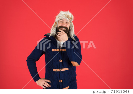 Cheerful and positive. beard care in cold season. brutal  71915043