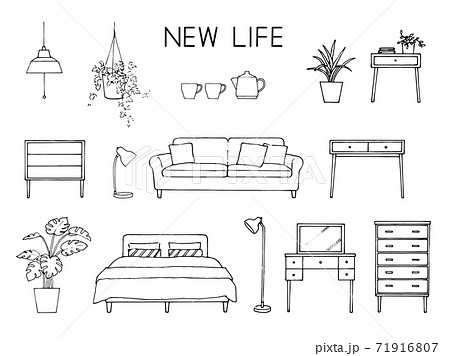 NEW LIFE 新生活　インテリア　家具　ペン画セット 71916807