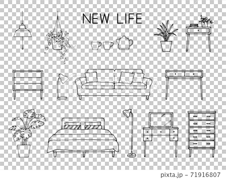 NEW LIFE 新生活　インテリア　家具　ペン画セット 71916807