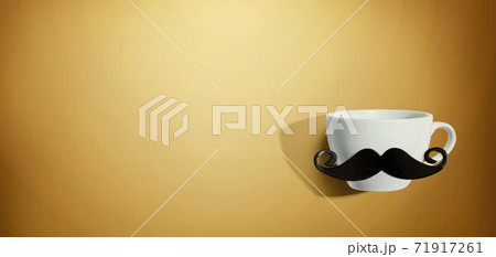 A cup of coffee with a paper mustache A cup of coffee with a paper mustache 71917261