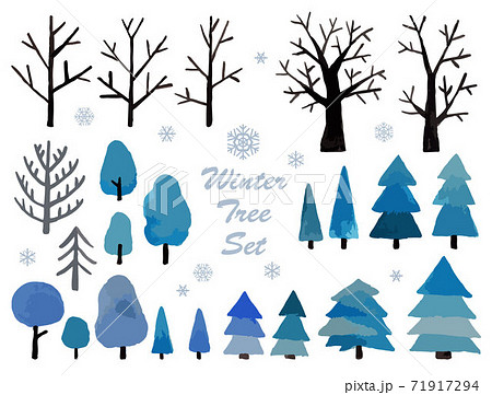 冬の木セットのイラスト素材