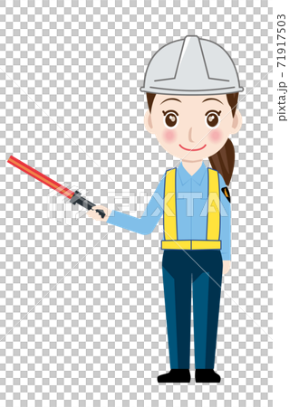 働く人交通誘導員ガードマン警備員のイラスト誘導灯直立制服笑顔安全反射ベストのイラスト素材 働く人交通誘導員ガードマン警備員のイラスト誘導灯直立制服笑顔安全反射ベストのイラスト素材
