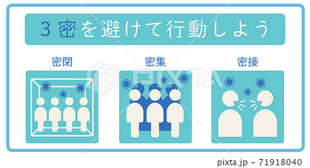 3密を避ける 感染症予防対策のイラストのイラスト素材