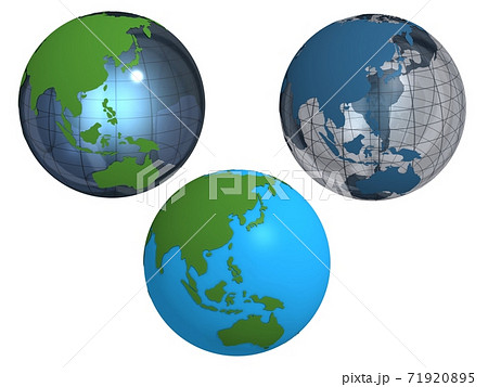 地球や世界をイメージしたオブジェクト素材図のイラスト素材 7195