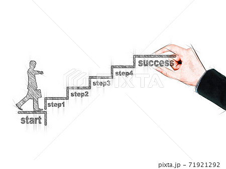 ビジネス概念で成功への階段を上るビジネスマンのイラスト 71921292