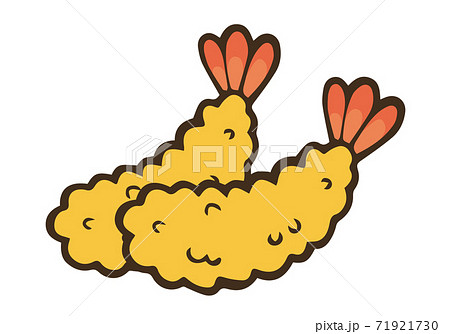 エビの天ぷらのイラスト 線あり のイラスト素材