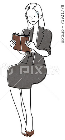 本を読む女性のイラストのイラスト素材