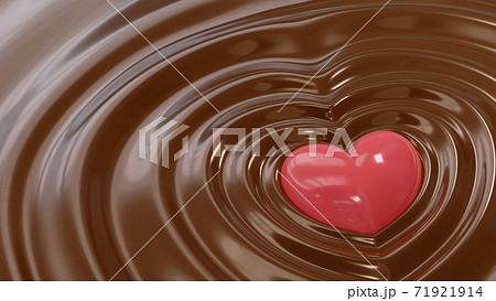 液体のチョコレートに埋もれるハート型のチョコレート 液体のチョコレートに埋もれるハート型のチョコレート 71921914