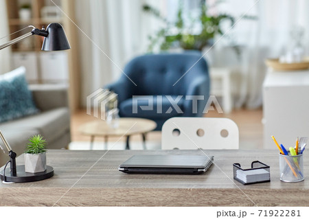 laptop and stationary on table at home office laptop and stationary on table at home office 71922281