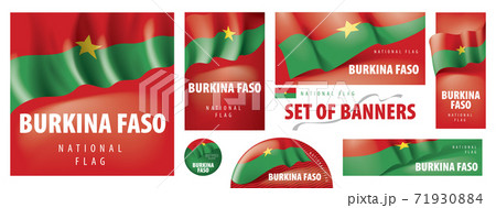 Vector set of banners with the national flag of the Burkina Faso Vector set of banners with the national flag of the Burkina Faso 71930884