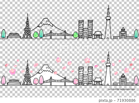 春季東京城市景觀的水平角線圖集 71930886