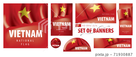 Vector set of banners with the national flag of the Vietnam Vector set of banners with the national flag of the Vietnam 71930887