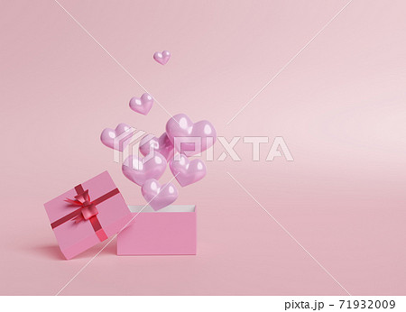 3D of Valentines hearts with gift box  for Happy Women's, Mother's, Birthday. 71932009