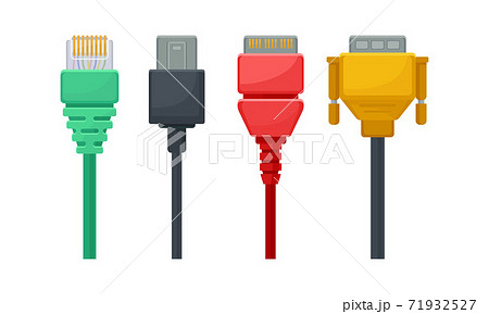 USB Cable Plugs Isolated on White Background Vector Set USB Cable Plugs Isolated on White Background Vector Set 71932527