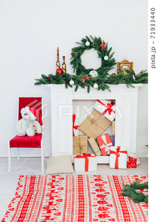 White room Christmas tree pine with gifts new year interior decor White room Christmas tree pine with gifts new year interior decor 71933440
