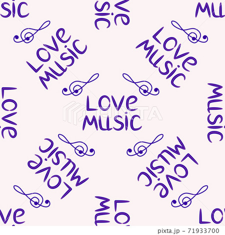 Love music seamless pattern with country guitar, music notes, treble clef, hearts, decorative elements. Love music seamless pattern with country guitar, music notes, treble clef, hearts, decorative elements. 71933700