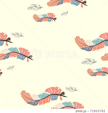 Colorful cute seamless pattern with variety of feather Colorful cute seamless pattern with variety of feather 71933702