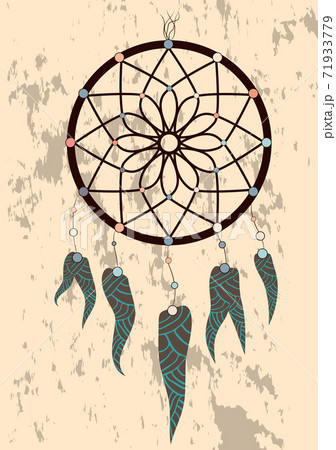 Illustration With Hand Drawn Dream Catcher のイラスト素材