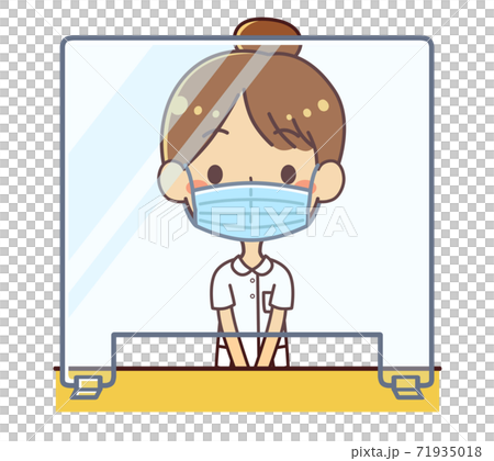 アクリル板ごしの受付 看護師 イラスト アクリル板ごしの受付 看護師 イラスト 71935018