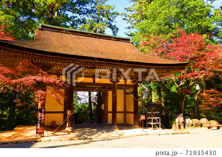 滋賀県犬上郡の（国宝）西明寺の紅葉の風景、お寺、湖東三山、国宝【11月】 71935430