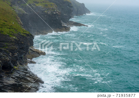 Cornwall coastline is mostly occupied by high cliffs, but also featuring islets, stacks, coves and bays Cornwall coastline is mostly occupied by high cliffs, but also featuring islets, stacks, coves and bays 71935877