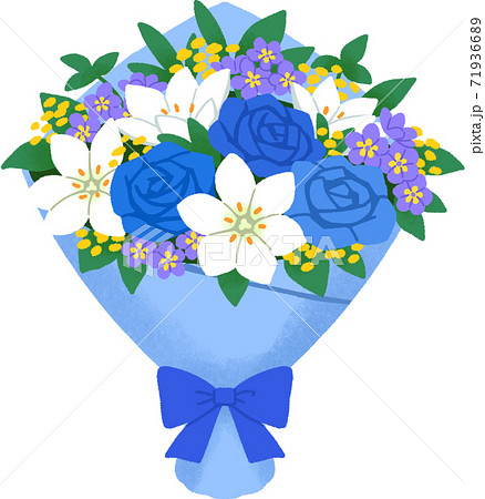 青い花束のイラスト素材