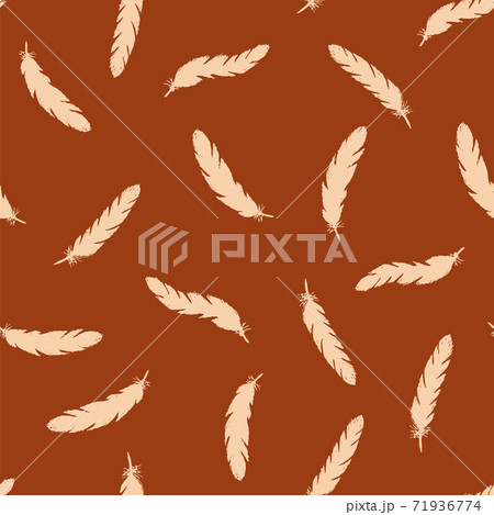 pink feathers seamless pattern on Red background. 71936774
