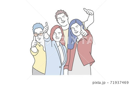 Group of students doing thumb up. Group of students doing thumb up. 71937469