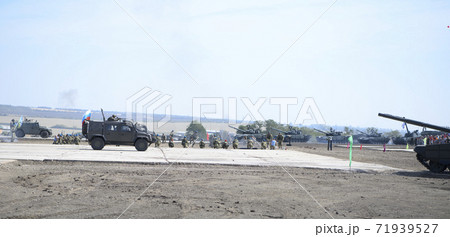 Rostov-on-Don, Russia - August 27, 2020 : Marines with using amphibious car in the attack 71939527