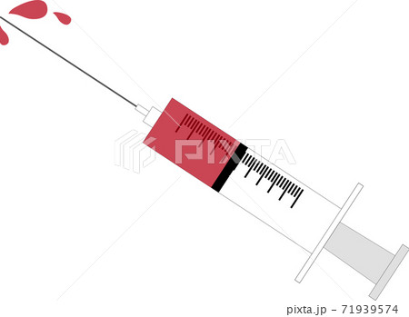 シンプルな血液と注射器のイラストのイラスト素材