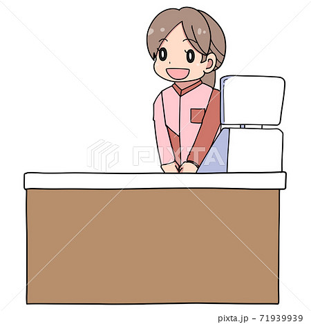 コンビニのレジの女性店員 アルバイトのイラスト素材 コンビニのレジの女性店員 アルバイトのイラスト素材