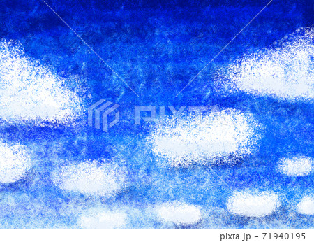 深い青と白い雲のイラストレーションのイラスト素材