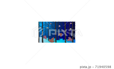 冬の夜明け前、静かな木立のイラスト 71940598