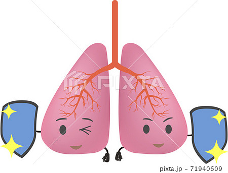 ガードするシンプルで可愛い肺のイラストのイラスト素材