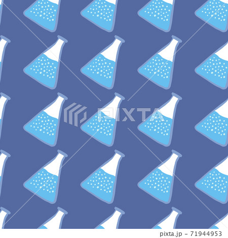 Flasks with blue liquid doodle seamless pattern. Navy blue background. Medical biology backdrop. Flasks with blue liquid doodle seamless pattern. Navy blue background. Medical biology backdrop. 71944953
