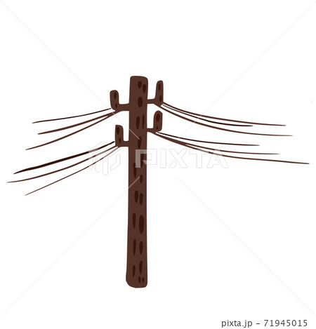 Electric pole isolated on white background. Electric pole brown color in doodle. Electric pole isolated on white background. Electric pole brown color in doodle. 71945015