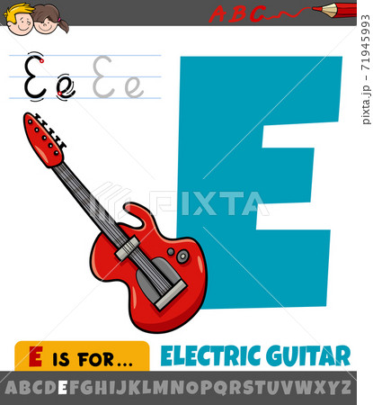 letter E from alphabet with cartoon electric guitar letter E from alphabet with cartoon electric guitar 71945993