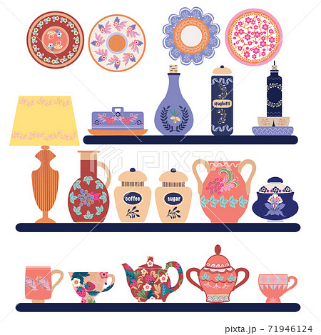Collection of ceramic, porcelain household utensils. Collection of ceramic, porcelain household utensils. 71946124