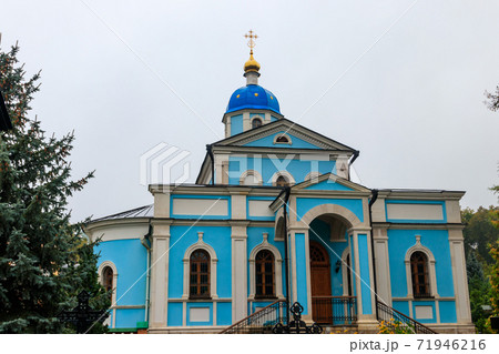 Temple in honor of the Vladimir Icon of the Mother of God of Optina Monastery. Optina Pustyn (literally Opta's hermitage) is an Eastern Orthodox monastery near Kozelsk in Russia 71946216