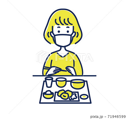 マスク会食のイラスト素材