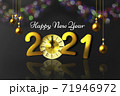 Happy new year celebration concept decorated with balls,star and vintage clock 71946972
