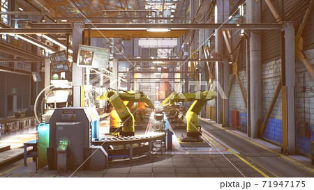 Automated Production Line At A Car Factory のイラスト素材