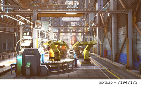 Automated Production Line At A Car Factory のイラスト素材 Automated Production Line At A Car Factory のイラスト素材
