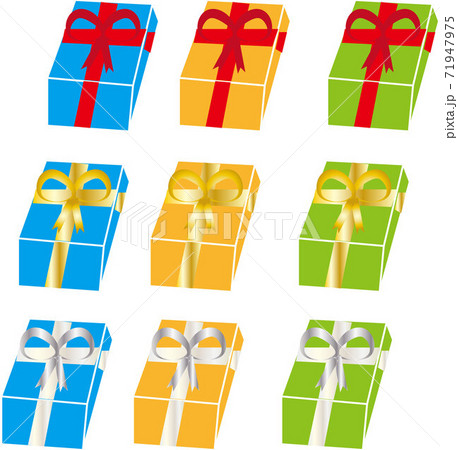 プレゼントボックスのセットイラスト 71947975